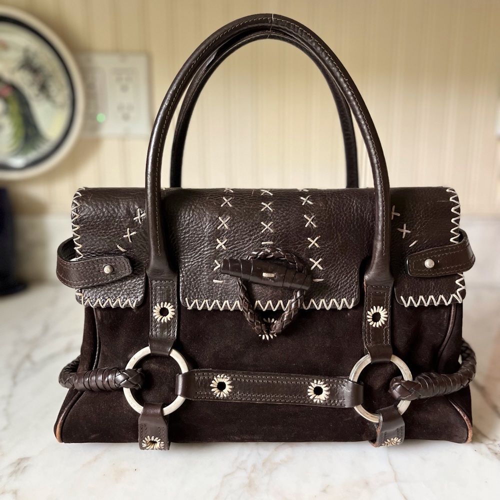 Vintage Luella Dark Brown Suede and Leather Bag
